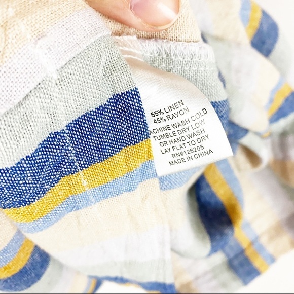 4OUR Dreamers Striped Linen Blend Dress Boho Bohemian - Picture 4 of 5